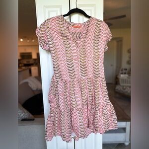 Oliphant Boho Print Mini Dress – Pink/Gold – Small